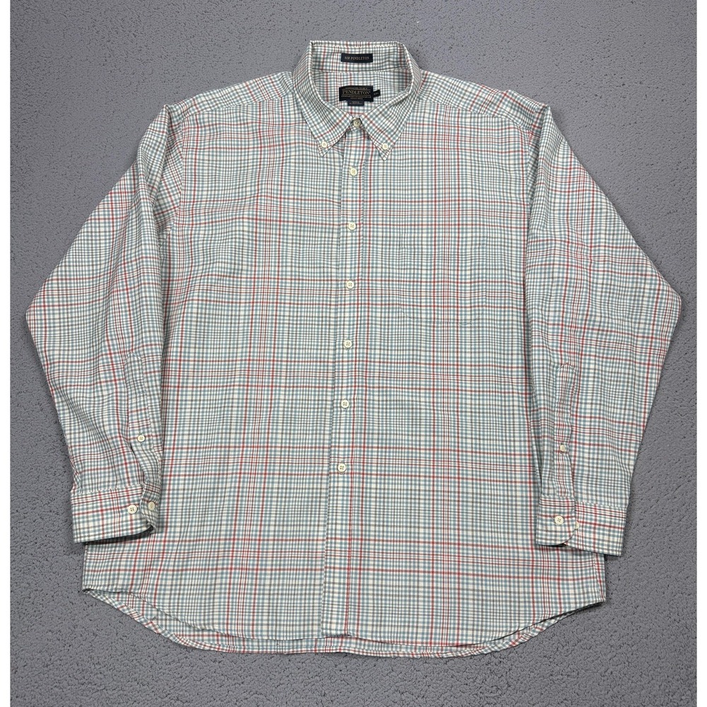 VTG Pendleton Sir Pendleton Shirt Men 2XL Blue Plaid Wool Long Sleeve Button